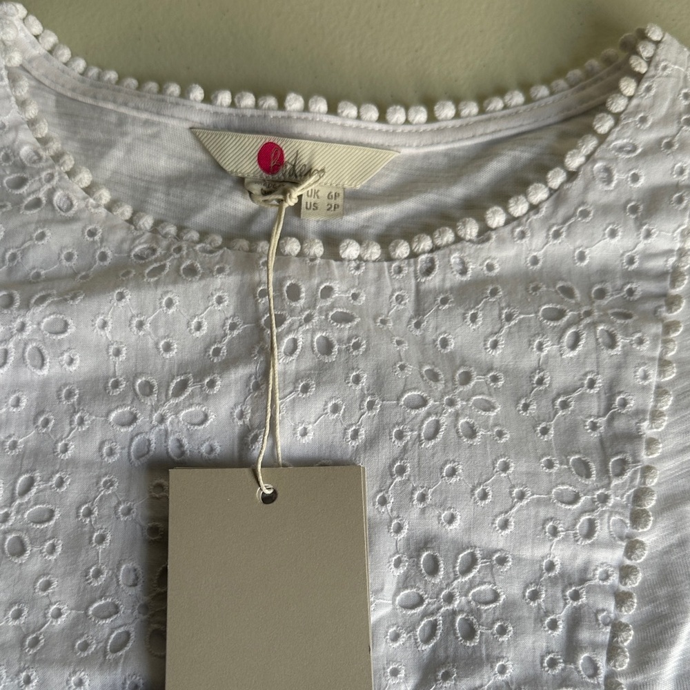 Boden White Embroidered Long Sleeve Top - Picture 3 of 7